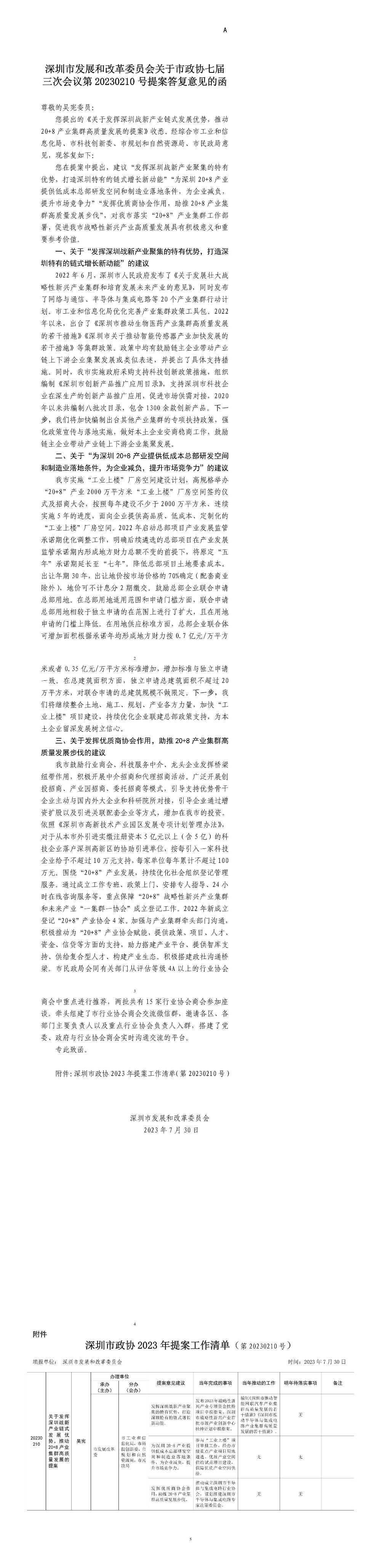 深圳市发展和改革委员会关于市政协七届三次会议第20230210号提案答复意见的函.jpg