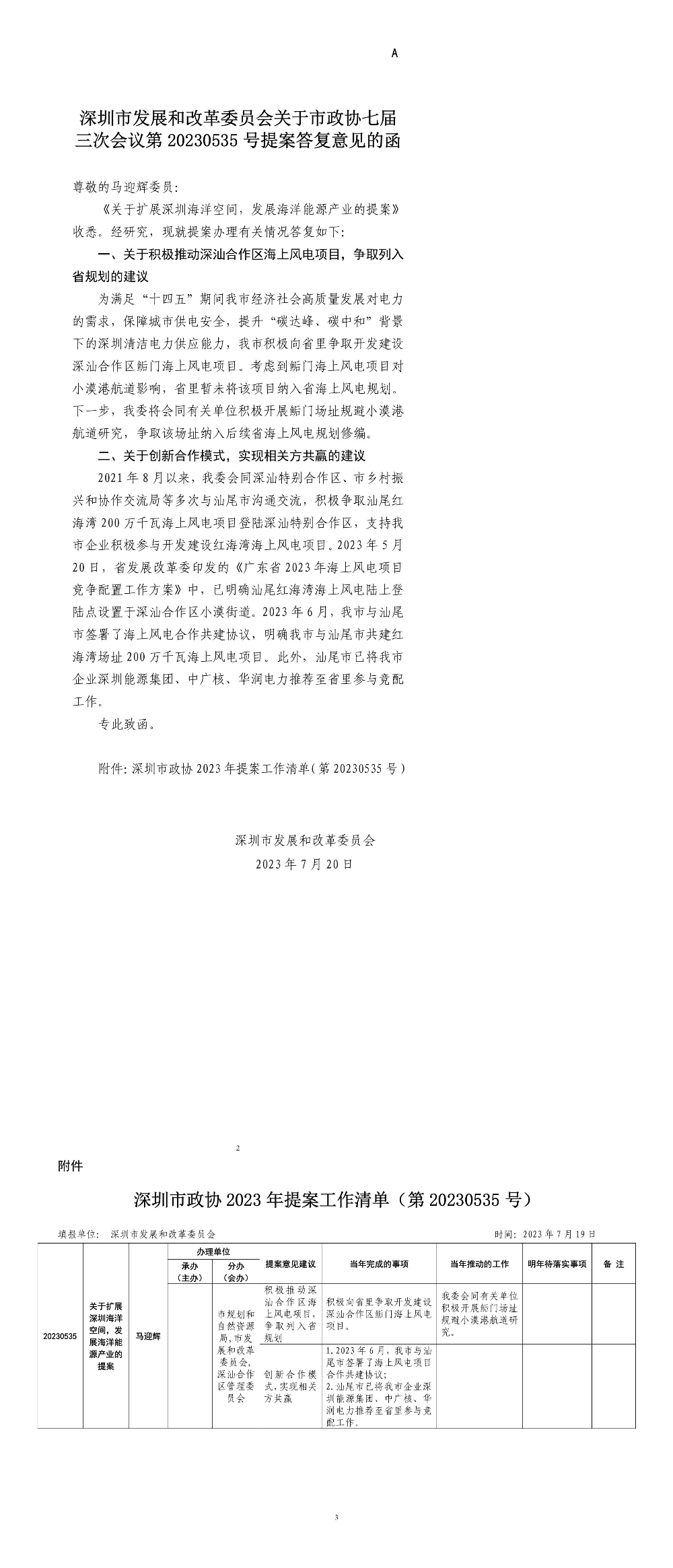 深圳市发展和改革委员会关于市政协七届三次会议第20230535号提案答复意见的函.jpg