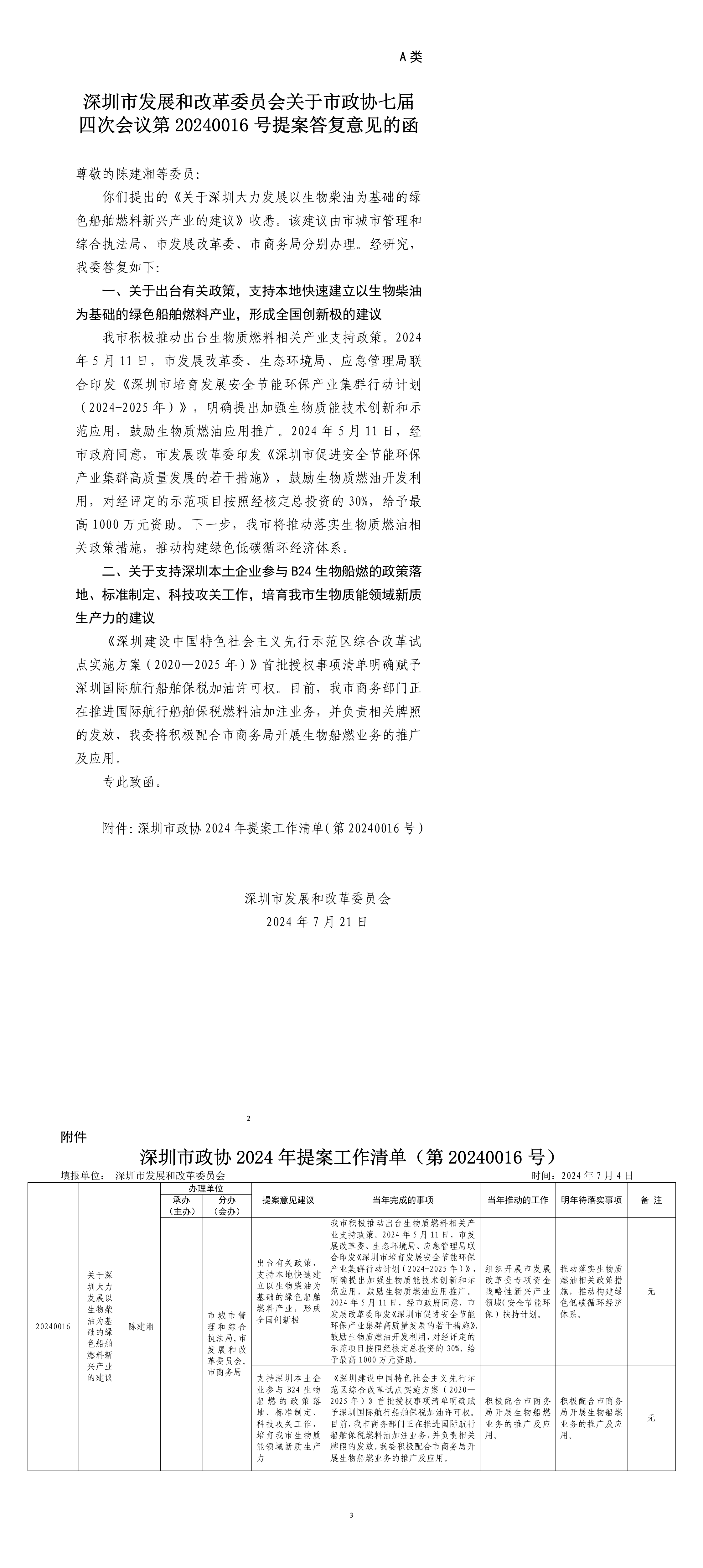深圳市发展和改革委员会关于市政协七届四次会议第20240016号提案答复意见的函.png