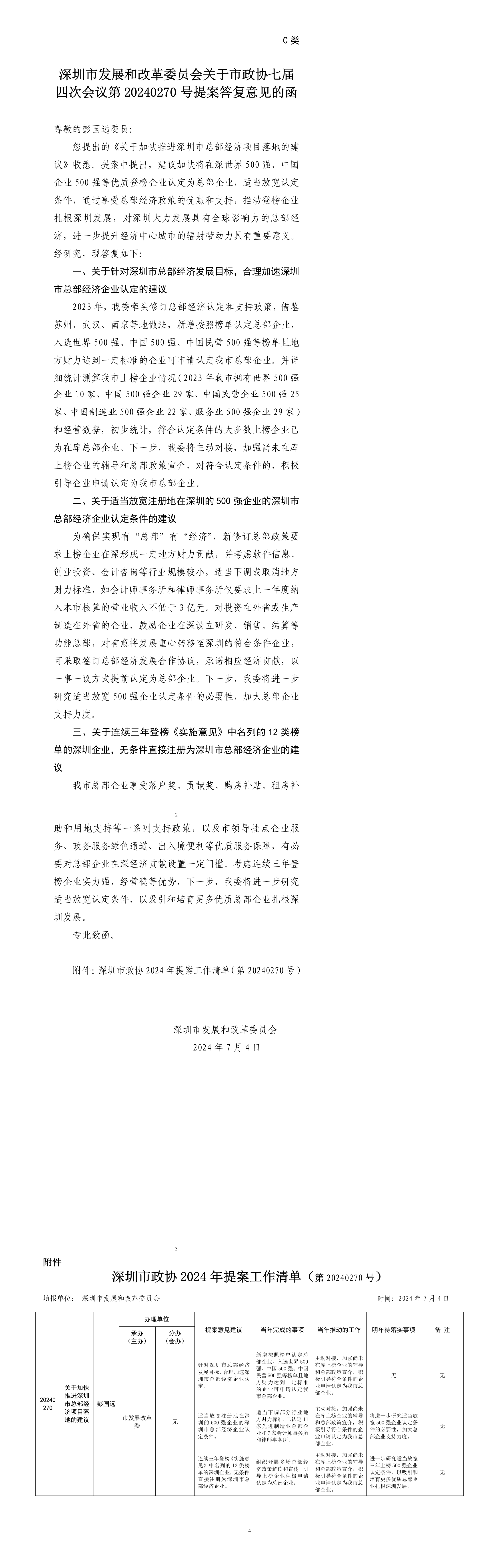 深圳市发展和改革委员会关于市政协七届四次会议第20240270号提案答复意见的函.png